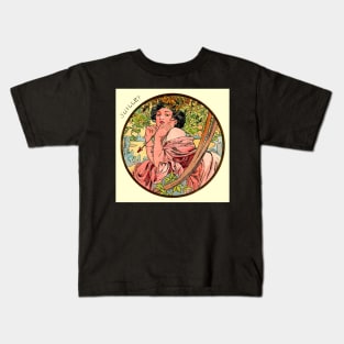 Art Nouveau July Calendar Alphonse Mucha Kids T-Shirt